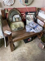 Wooden bench with Coca-Cola cooler back