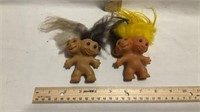 2- Two Head Twin Troll Dolls 1965 Uneeda