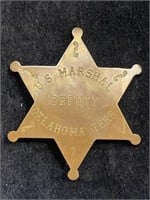 U.S. Marshal 6 Point Brass Deputy Badge Oklahoma