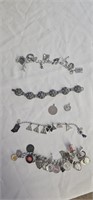 Vintage Charm Bracelets - mostly sterling silver