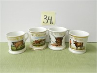 (4) Cow Design Shaving Mugs - Coumbe, Hog, Kline,