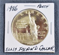 COIN - 1986 PROOF ELLIS ISLAND SILVER DOLLAR