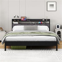 VERFARM King Bed Frame with Charging Station