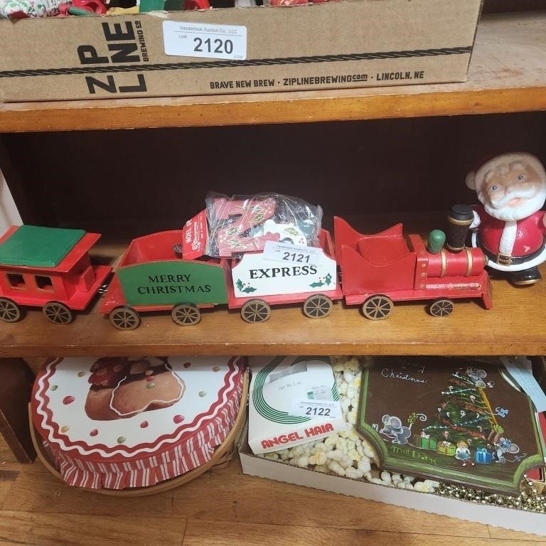 Vintage Wood Merry Christmas Express Train &