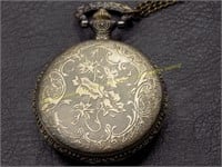 Hunting case pocket watch with enamel decorated