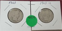 2XBID, 1903 & 1903-O BARBER QUARTERS