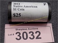 Roll of 24 $1 2014 Native American Coins US Mint