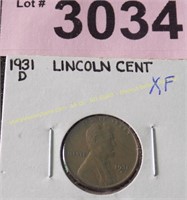 1931 D XF Lincoln Wheat Penny