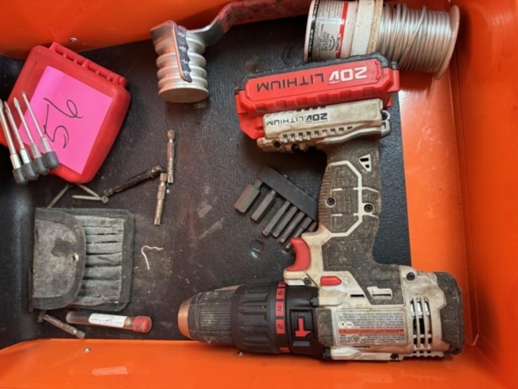 Tools in Drawer Including Drill