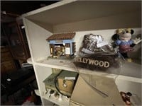 CABIN MODEL, HOLLYWOOD CLOCK AND DRIFTWOOD