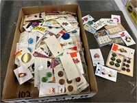 box of buttons on original store cards