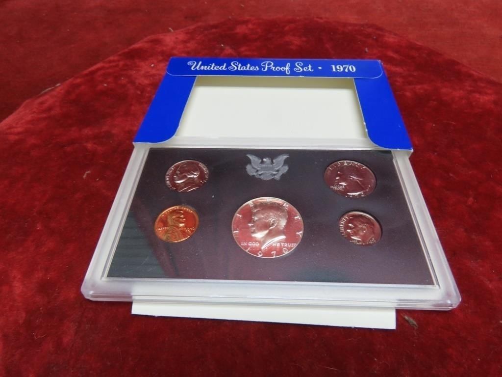 1970 Proof set US coins. 40% silver half dollar.