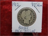 1912 Barber 90% silver Half dollar US coin.