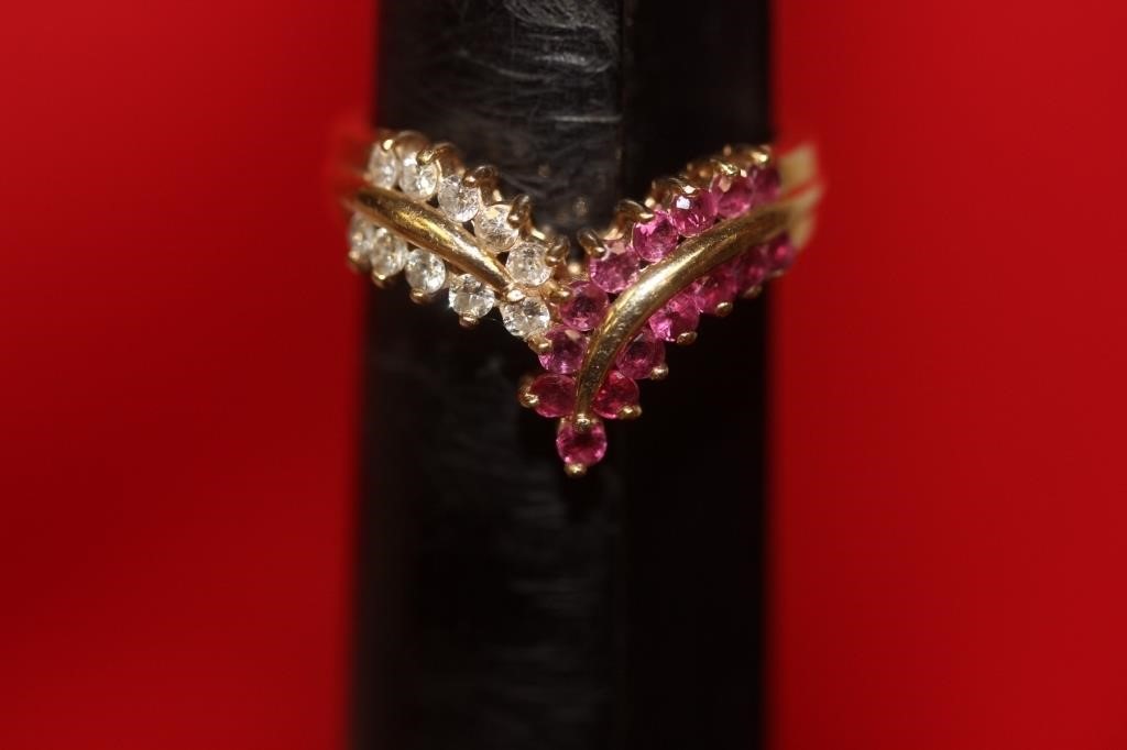 A 14 Karat Gold Ruby and Diamond Ring