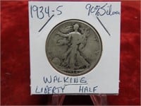 1934S Walking liberty 90% silver Half dollar US co