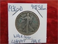 1936D Walking liberty 90% silver Half dollar US co