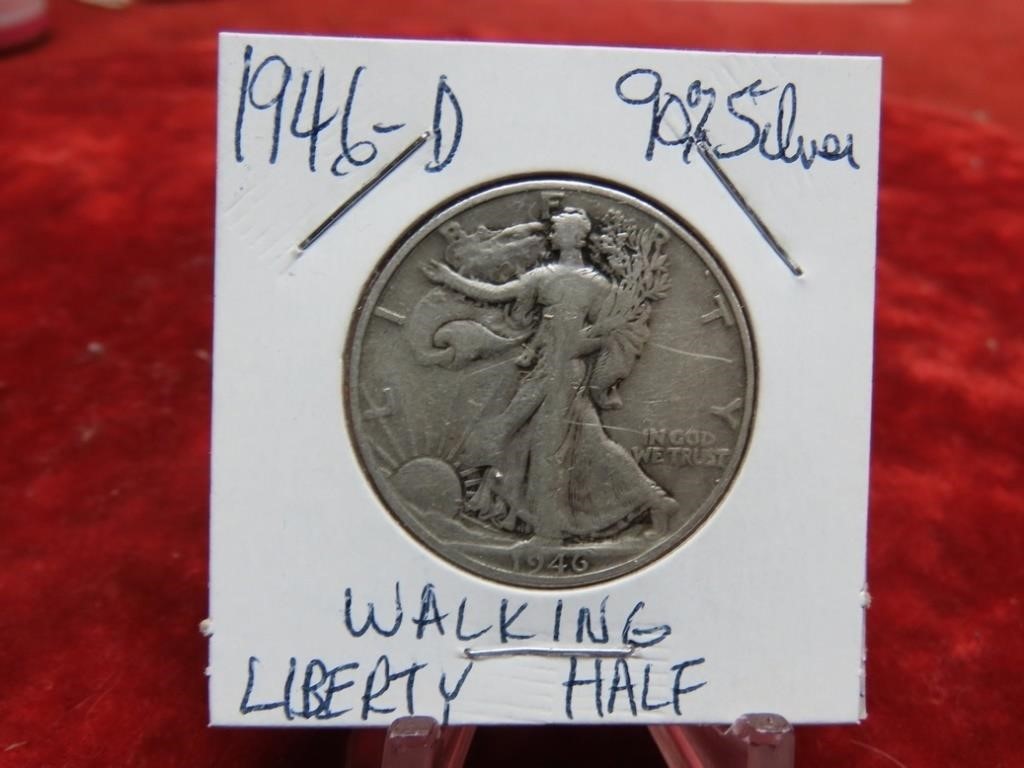 1946D Walking liberty 90% silver Half dollar US co