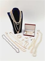 Faux Pearl Jewelry: Necklaces, Earrings, Glass