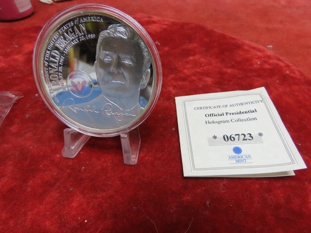 Ronald Reagan Proof Hologram Coin. COA