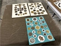 3 cards of metal picture buttons