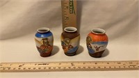 3 Mini Vases Occupied Japan Ceramic