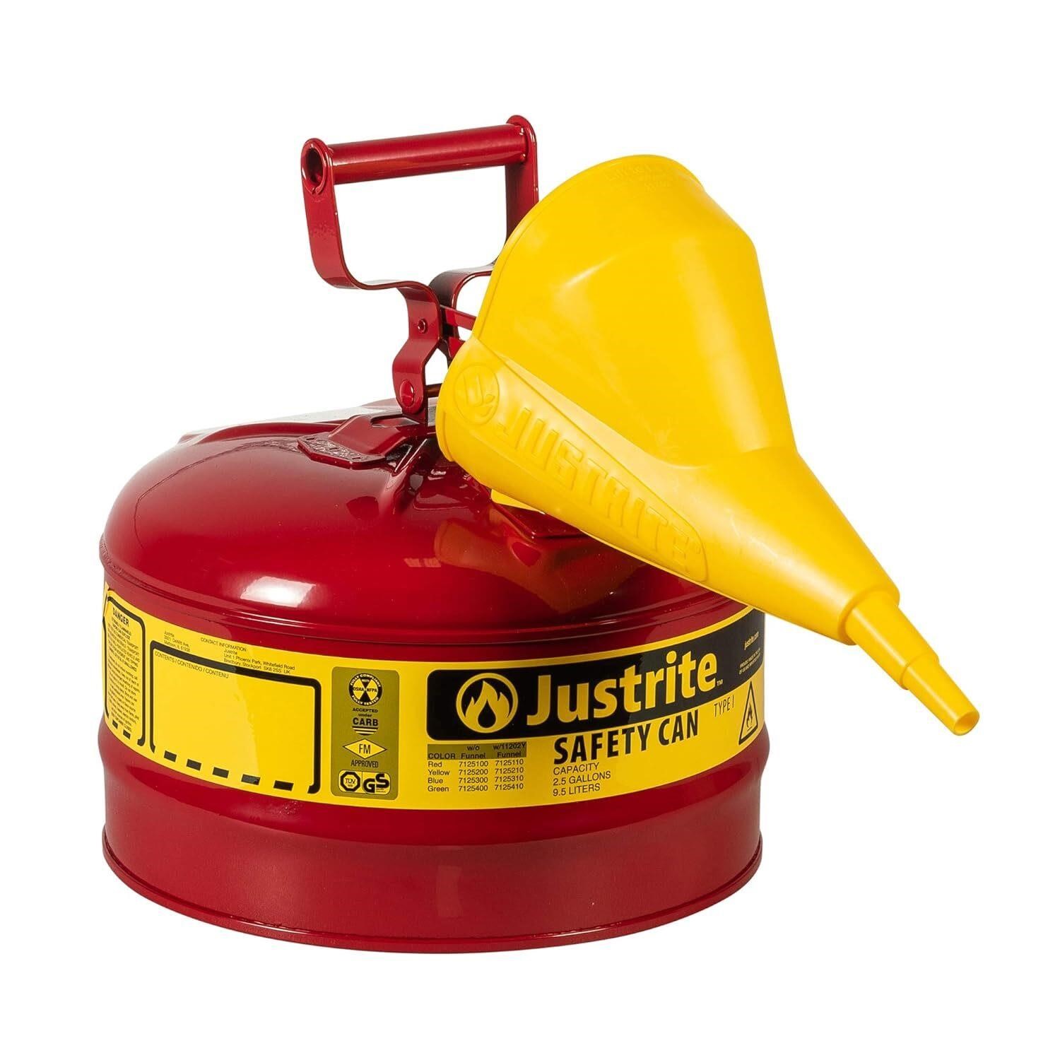 Justrite 7120110  2Gal  9.50ODx13.75H Red Can