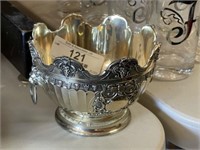 Silver Ornate Lions Head Two Handled Bowl