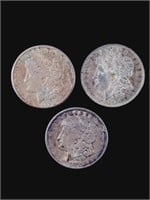 3 Morgan Silver Dollars: 1921 D, 1921 S, 1921