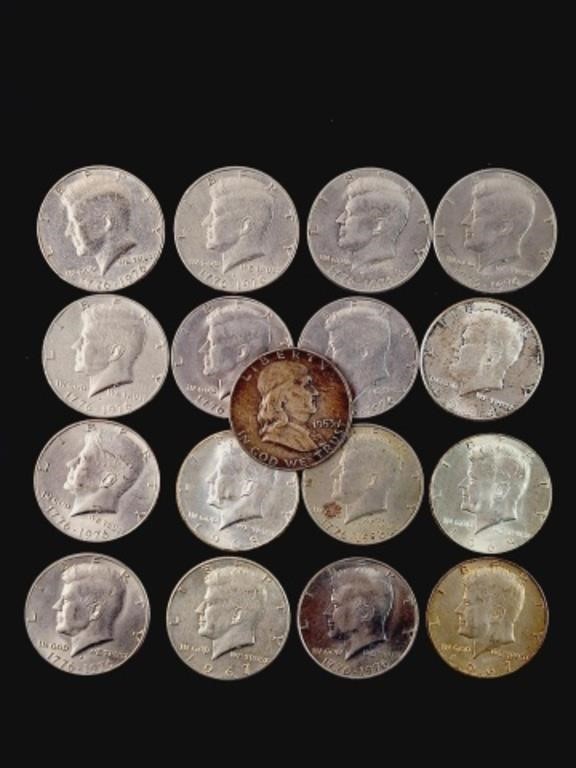 John F Kennedy & Ben Franklin Half Dollars 1953