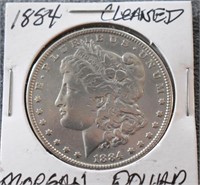 COIN - CLEANED 1884 MORGAN SILVER DOLLAR