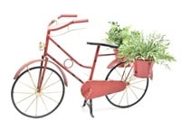 Decorative Metal Red Bike w/ Faux Greenery