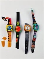 4 Retro Swatch Watches, Band Wear