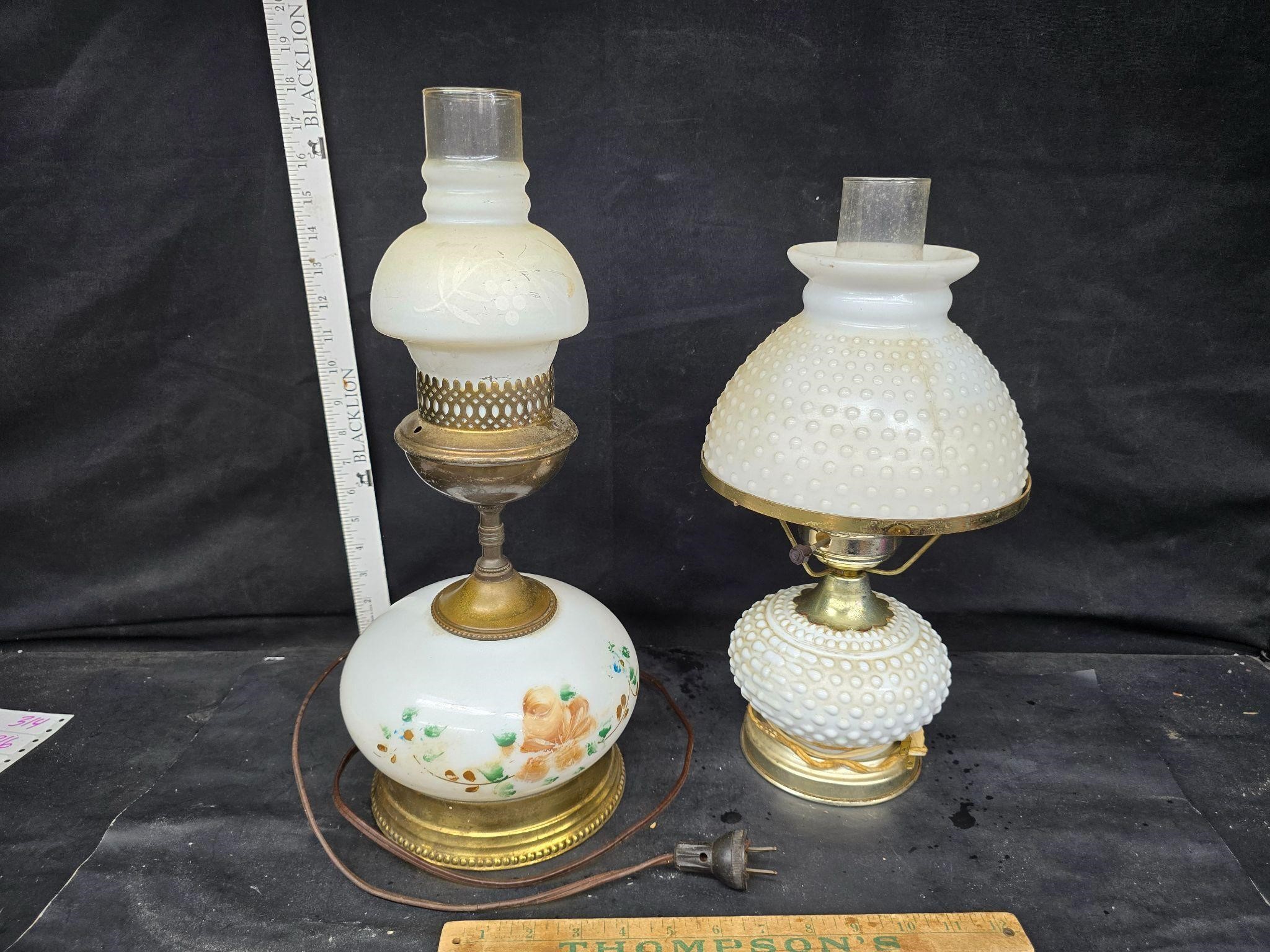 Lamps milk glass and other