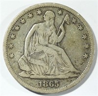 1865-S SEATED LIBERTY HALF DOLLAR  F+