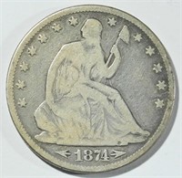 1874 SEATED LIBERTY HALF DOLLAR G