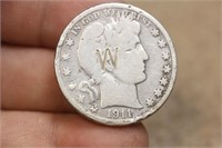 1911 Barber half 90% silver