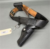 Black Leather Gun Belt & Holster