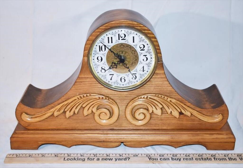 MANTLE CLOCK - SOLID WOOD, BATTERY OPERATED