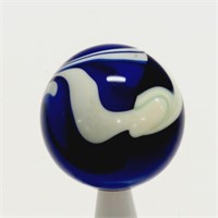 Cobalt Blue & White Slag Glass Gear Shift Knob