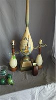 Mcm Table Lamps, Robert Treate Hogg Carved Wood