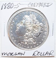 COIN - CLEANED 1880-S MORGAN SILVER DOLLAR