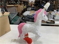 Holiday unicorn with battery operated lights 14x25