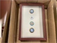 1 framed card of 18th century buttons