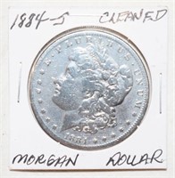 COIN - CLEANED 1884-S MORGAN SILVER DOLLAR