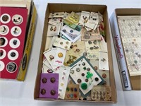 large lot of buttons on original store cards