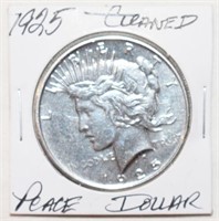 COIN - CLEANED 1925 SILVER PEACE DOLLAR
