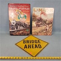 Notty Train, Railways, & Bridge Ahead Tin Signs