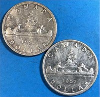 2 Different 1957 Silver Dollars