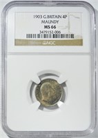 1903 GREAT BRITAIN 4 PENCE NGC MS-66