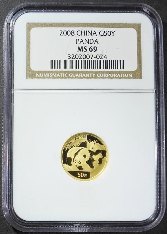 2008 CHINA GOLD PANDA 50 YUAN NGC MS-69